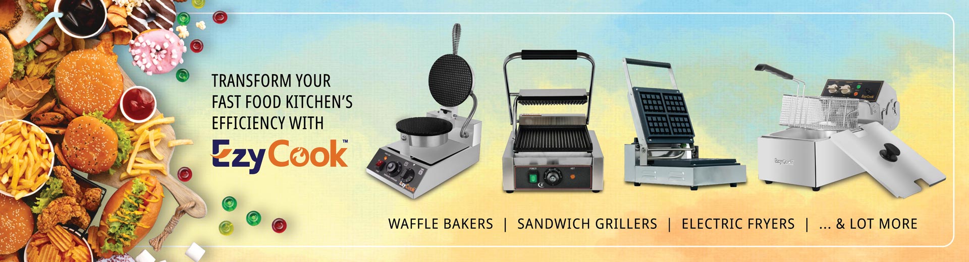 EzyCook- Waffle Bakers, Sandwich Grilles, Electric Fryers